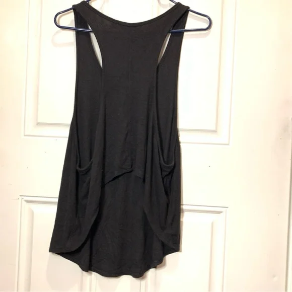 Athleta Tank Top Ribbed Draped Back Scoop Neck Ultra Soft Tencel Modal Black XL - Picture 4 of 8